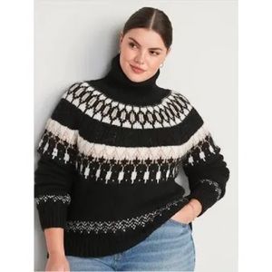 Old Navy Cozy Fair Isle Turtleneck Sweater New Black Size 3X